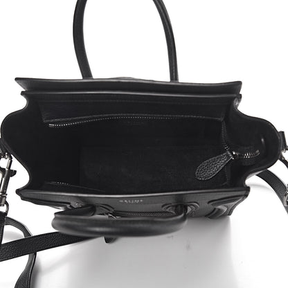 Celine Drummed Calfskin Nano Luggage Black 5 of 9