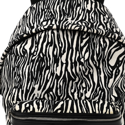 Saint Laurent Canvas Zebra Print City Backpack Black White 8 of 10
