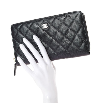 Chanel Iridescent Caviar Quilted Large Zip Around Organizer Wallet Black 2 of 9