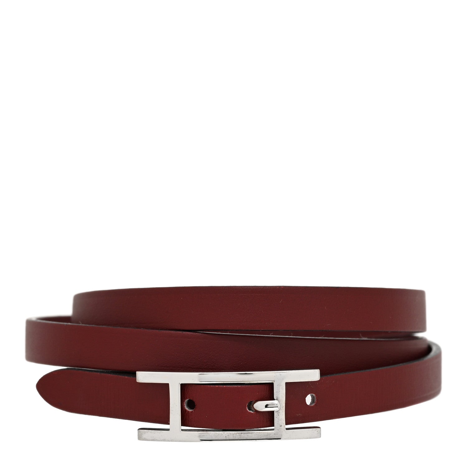 Hermes Chamonix Hapi 3MM Triple Tour Wrap Bracelet L Rouge H 1 of 4