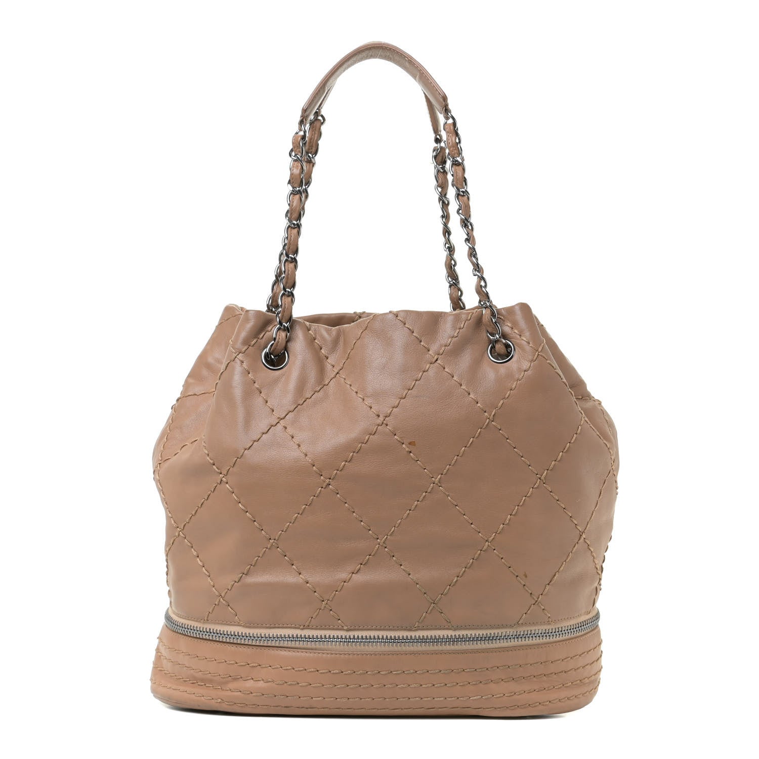 Chanel Lambskin Stitched Expandable Tote Beige 1 of 16