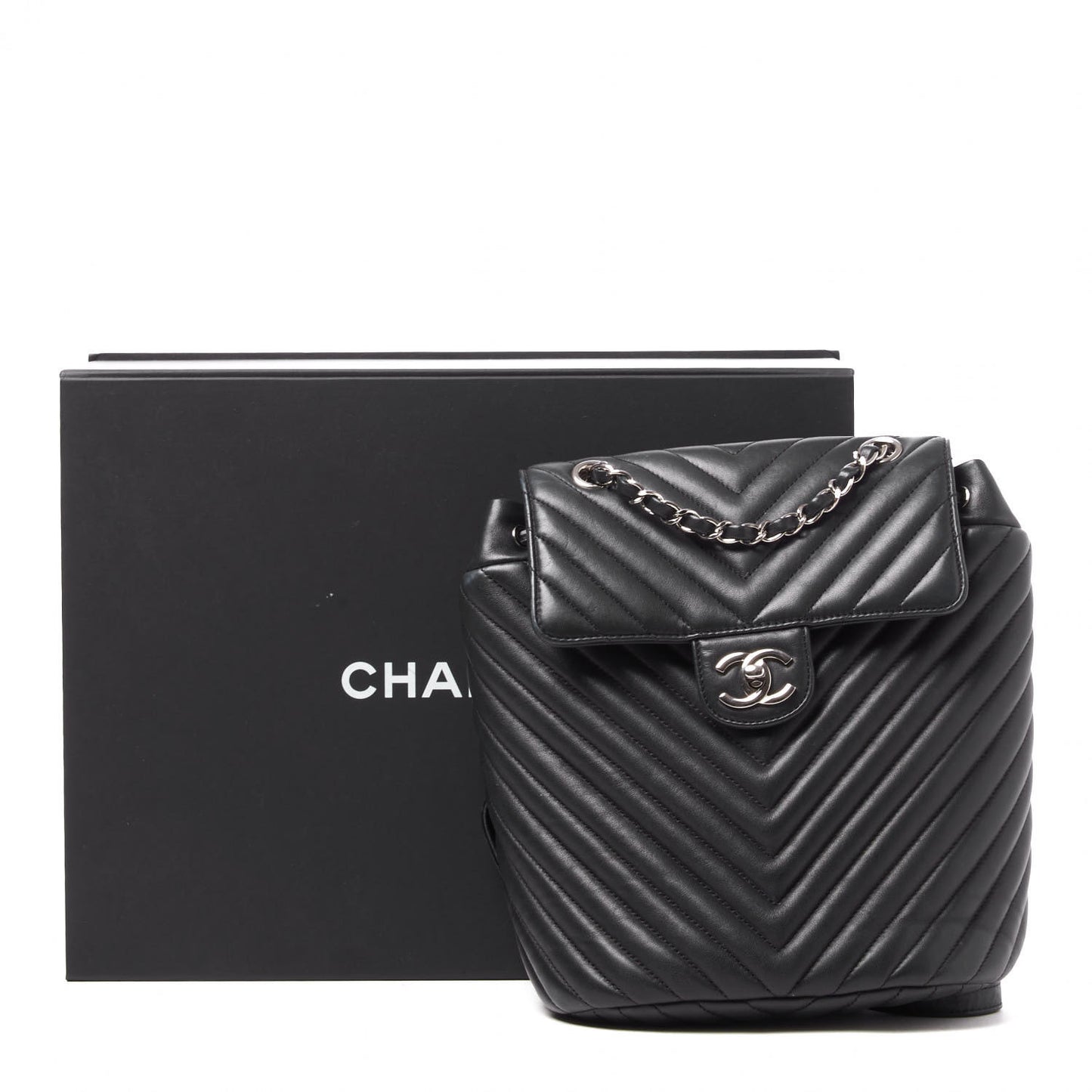 Calfskin Chevron Quilted Small Urban Spirit Backpack Black