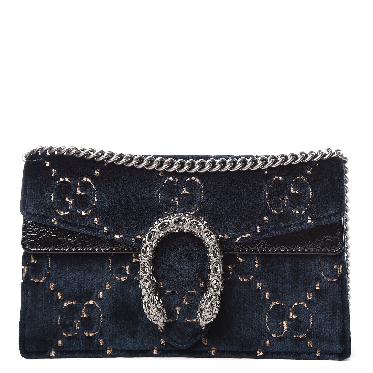 Velvet GG Monogram Super Mini Dionysus Shoulder Bag Blue Beige Black