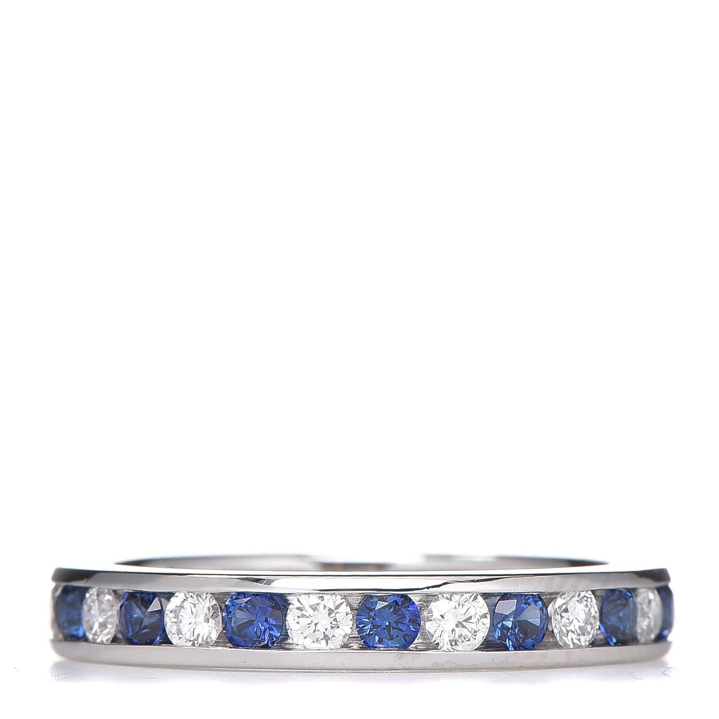 Platinum Diamond Blue Sapphire Eternity Band Ring 52 6