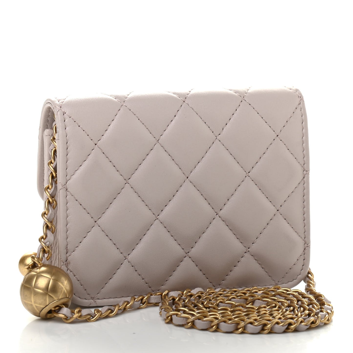 Lambskin Quilted Pearl Crush Clutch With Chain Light Purple