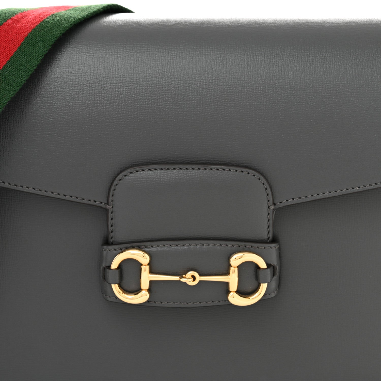 Gucci Azalea Calfskin Web Horsebit 1955 Shoulder Bag Graphite Grey 9 of 10