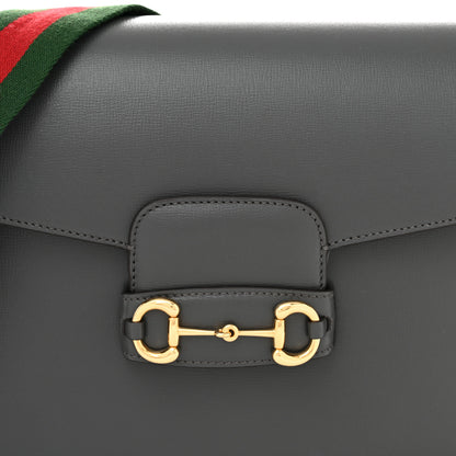 Gucci Azalea Calfskin Web Horsebit 1955 Shoulder Bag Graphite Grey 9 of 10