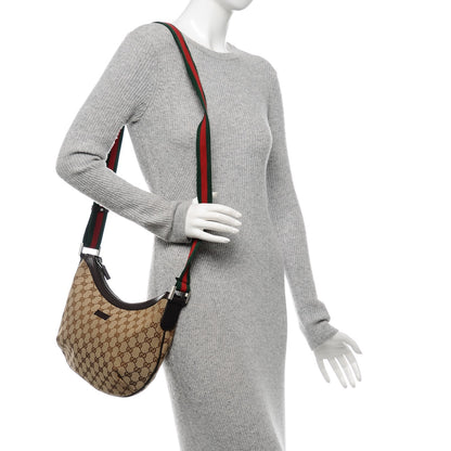 Gucci Monogram Web Medium Half Moon Hobo Dark Brown 2 of 6