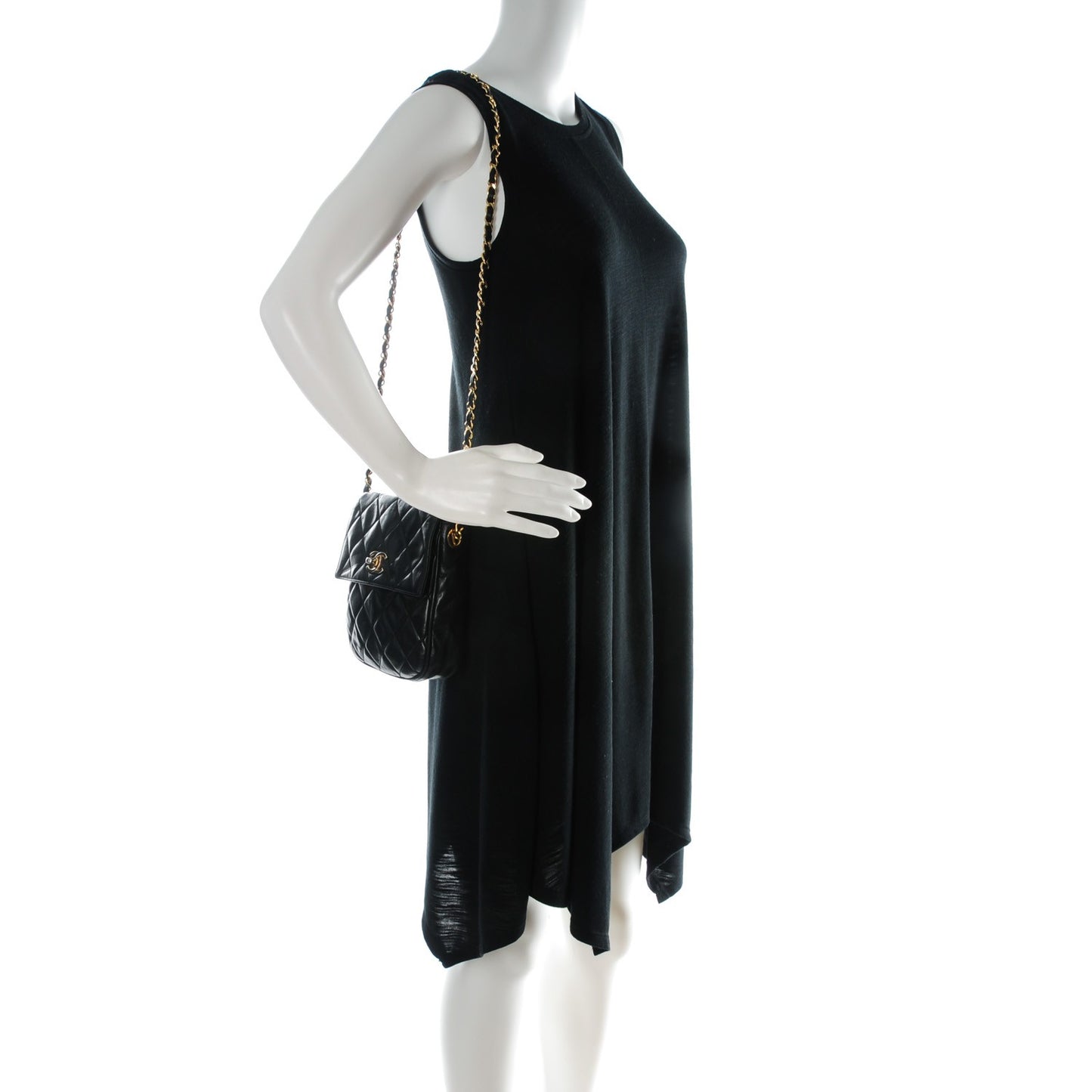 Lambskin Quilted Flap Shoulder Bag Black