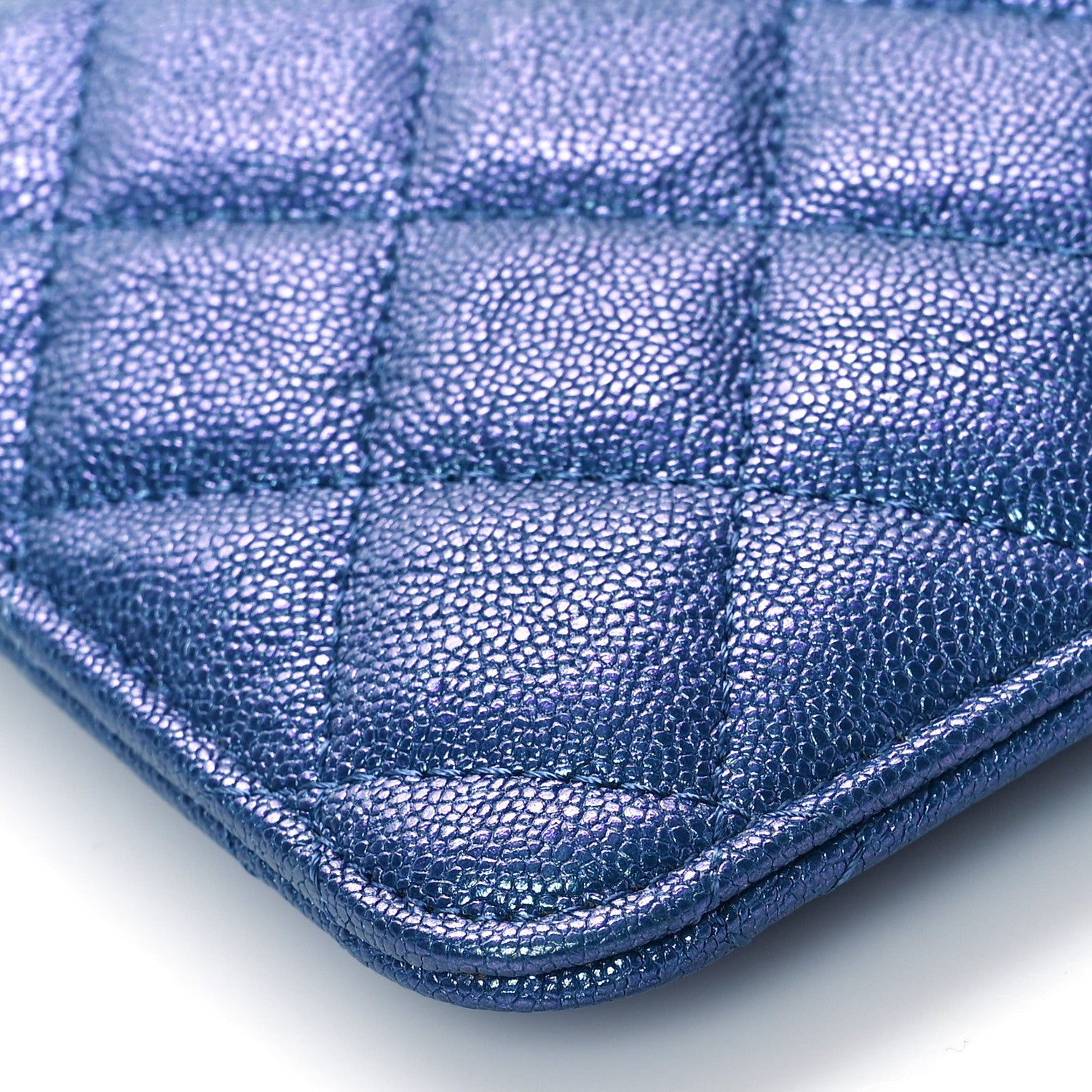Chanel Iridescent Caviar Quilted Classic Strap Pouch Dark Blue 9 of 11
