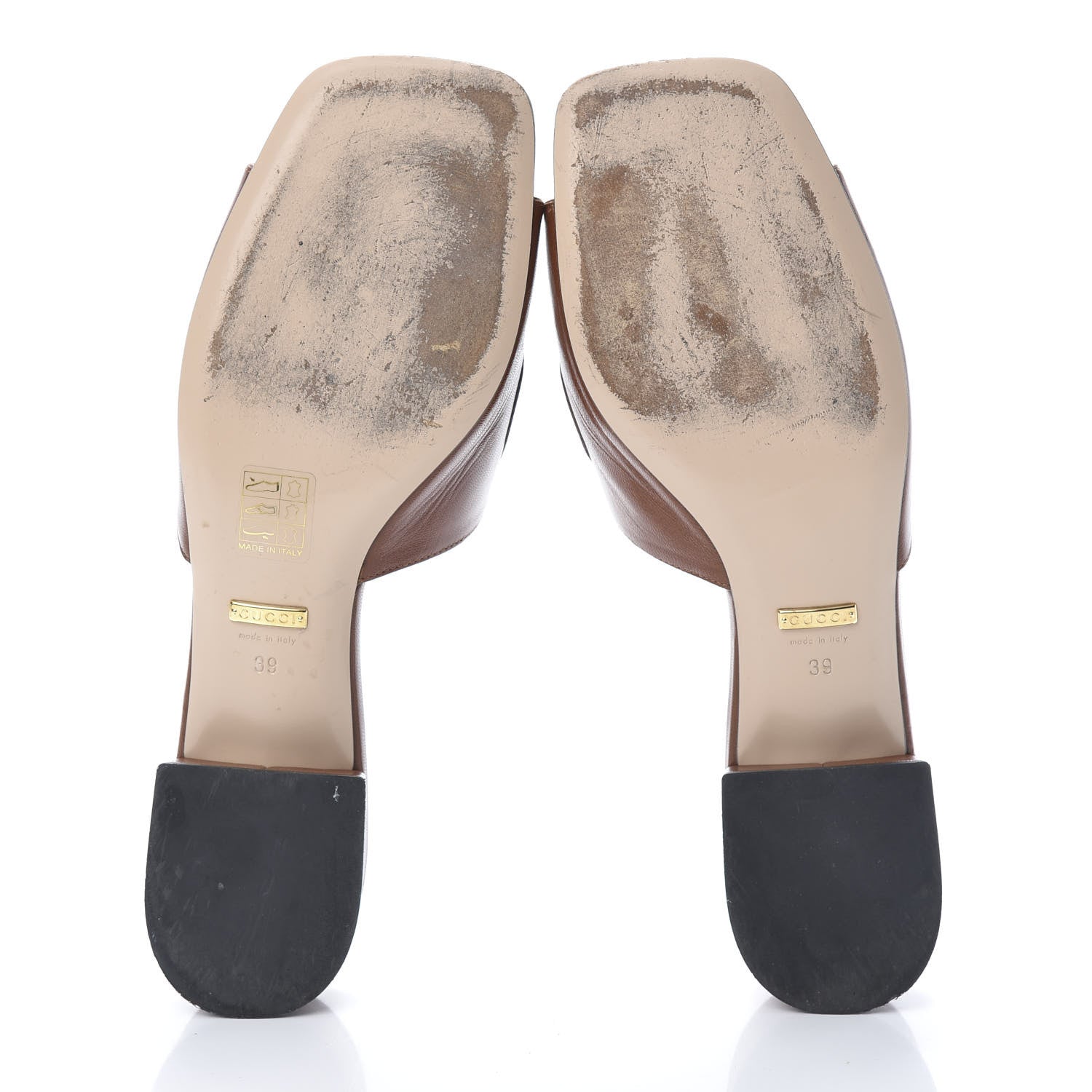 Gucci Malaga Kid Zumi Mid Heel Slide Sandals 39 Brown Papaya 6 of 14