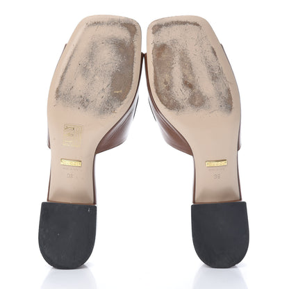 Gucci Malaga Kid Zumi Mid Heel Slide Sandals 39 Brown Papaya 6 of 14