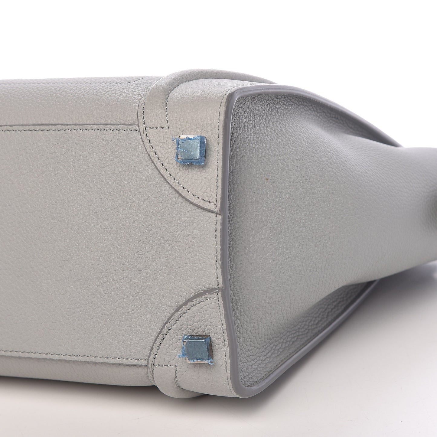 Drummed Calfskin Micro Luggage Pearl Blue