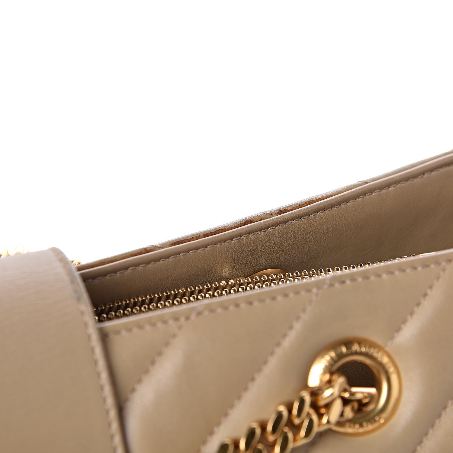 Saint Laurent Lambskin Matelasse Chevron Monogram Shopping Bag Dark Beige 12 of 13