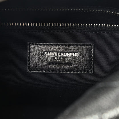 Saint Laurent Metallic Grain De Poudre Y Quilted Monogram Small Loulou Bowling Bag Gun Metal 8 of 9