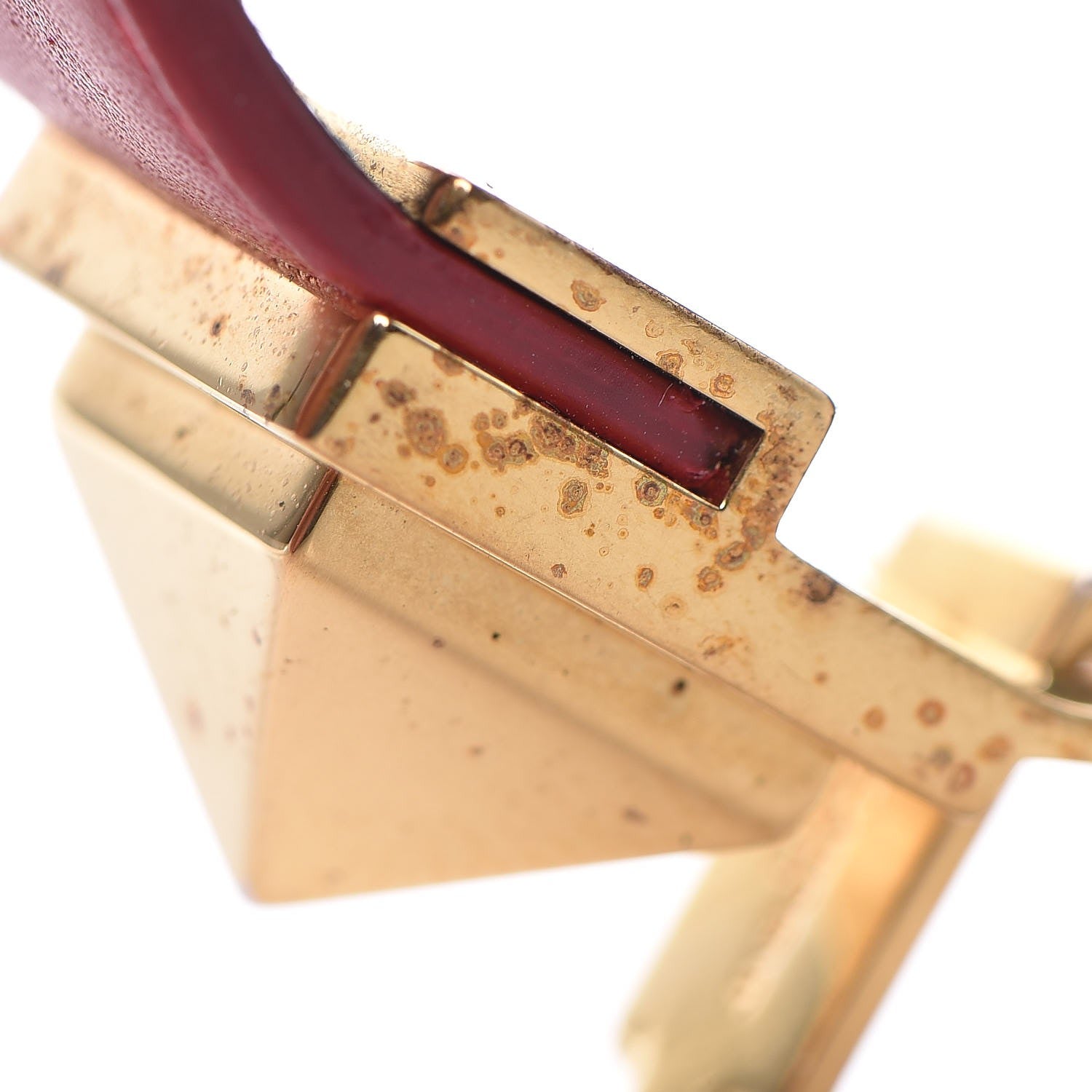 Saint Laurent Calfskin Pyramid Stud Bracelet Red Gold 16 of 16