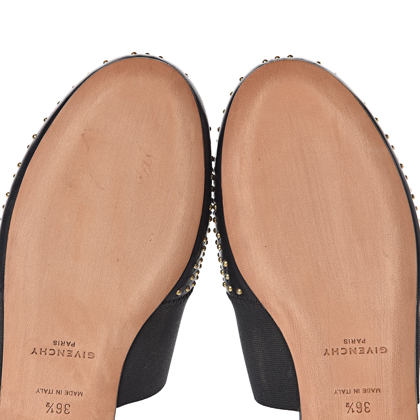 Calfskin Studded Bedford Logo Mule Slides 36.5 Black
