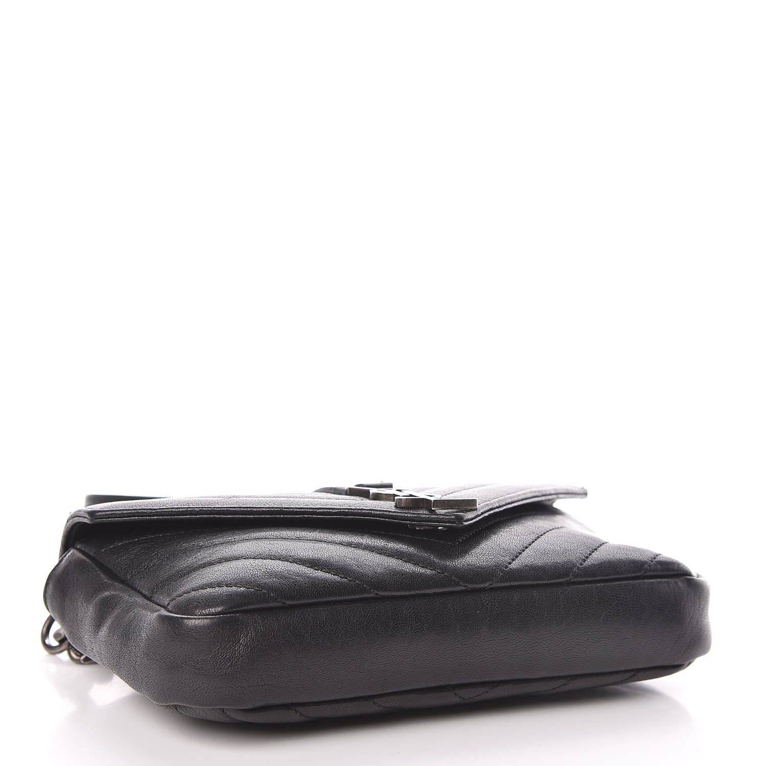 Saint Laurent Sheepskin Matelasse Chevron Monogram College Chain Wallet Black 4 of 16
