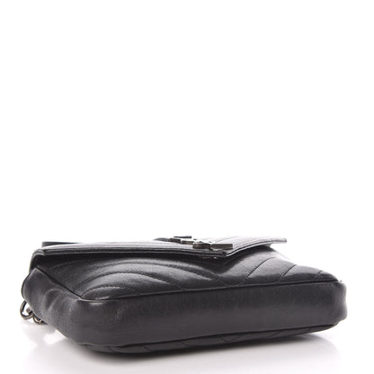 Saint Laurent Sheepskin Matelasse Chevron Monogram College Chain Wallet Black 4 of 16