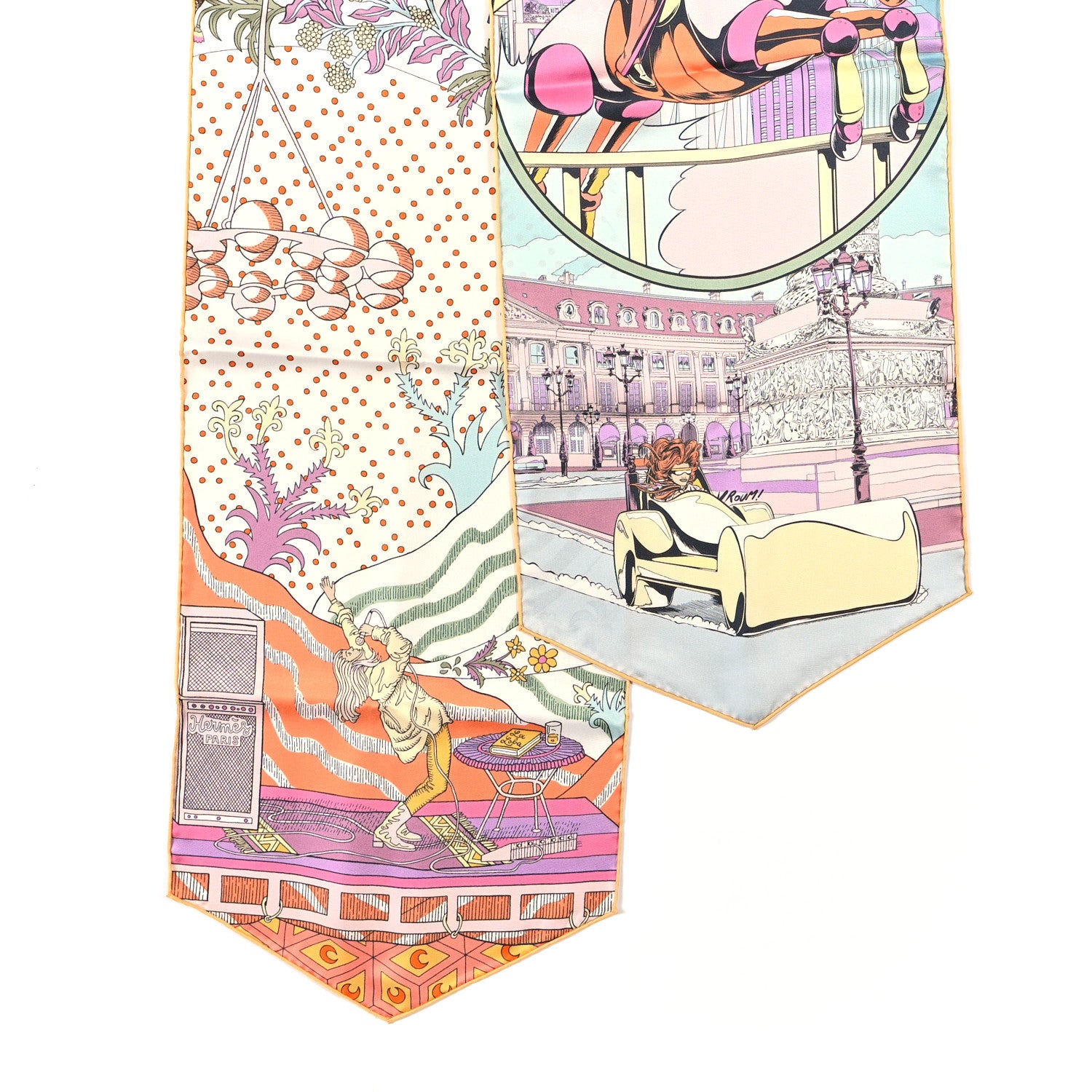 Hermes Silk Le Premier Chant Wow ! Muffler Mauve White Bleu Glacier 2 of 3