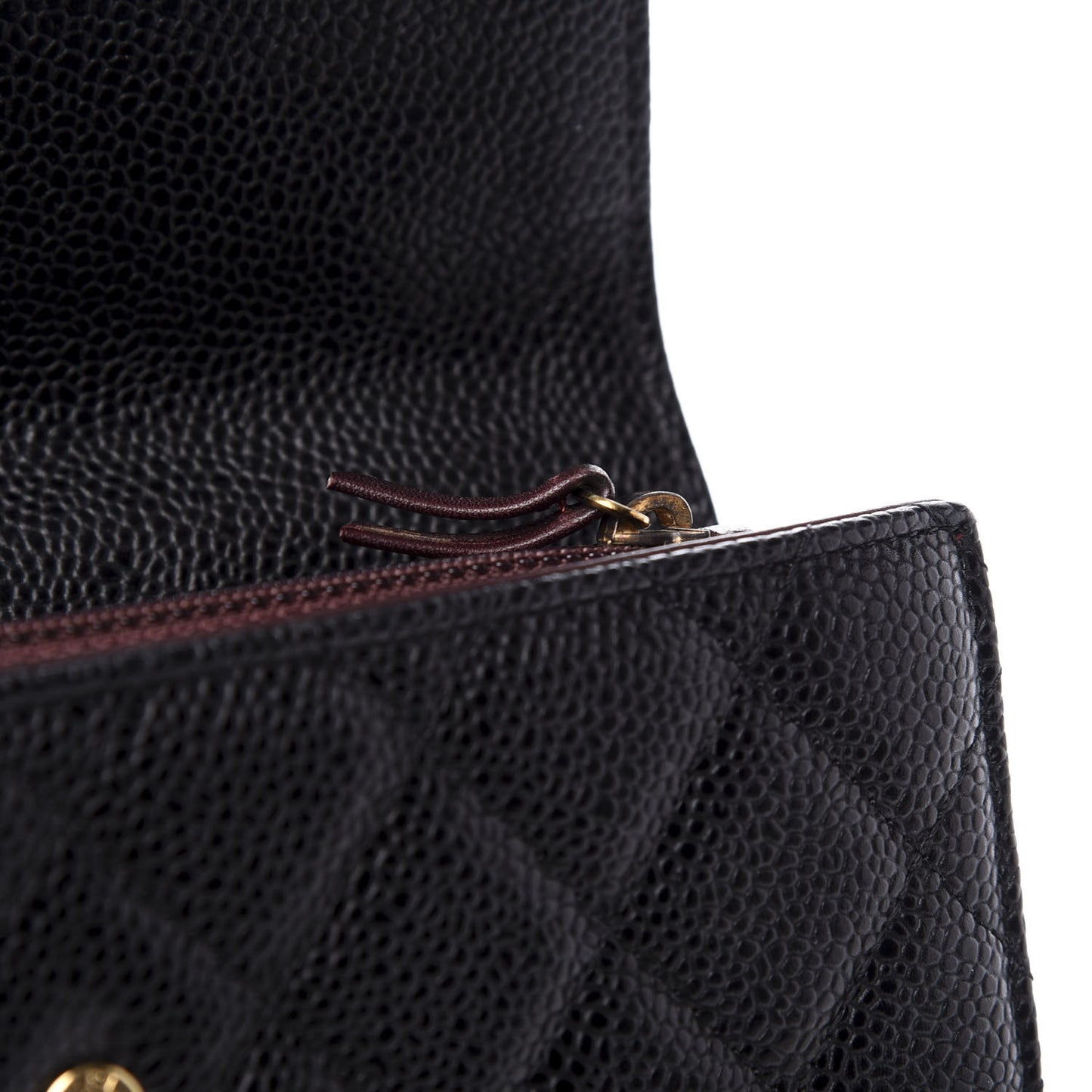 Caviar Quilted Large Gusset Flap Wallet Black