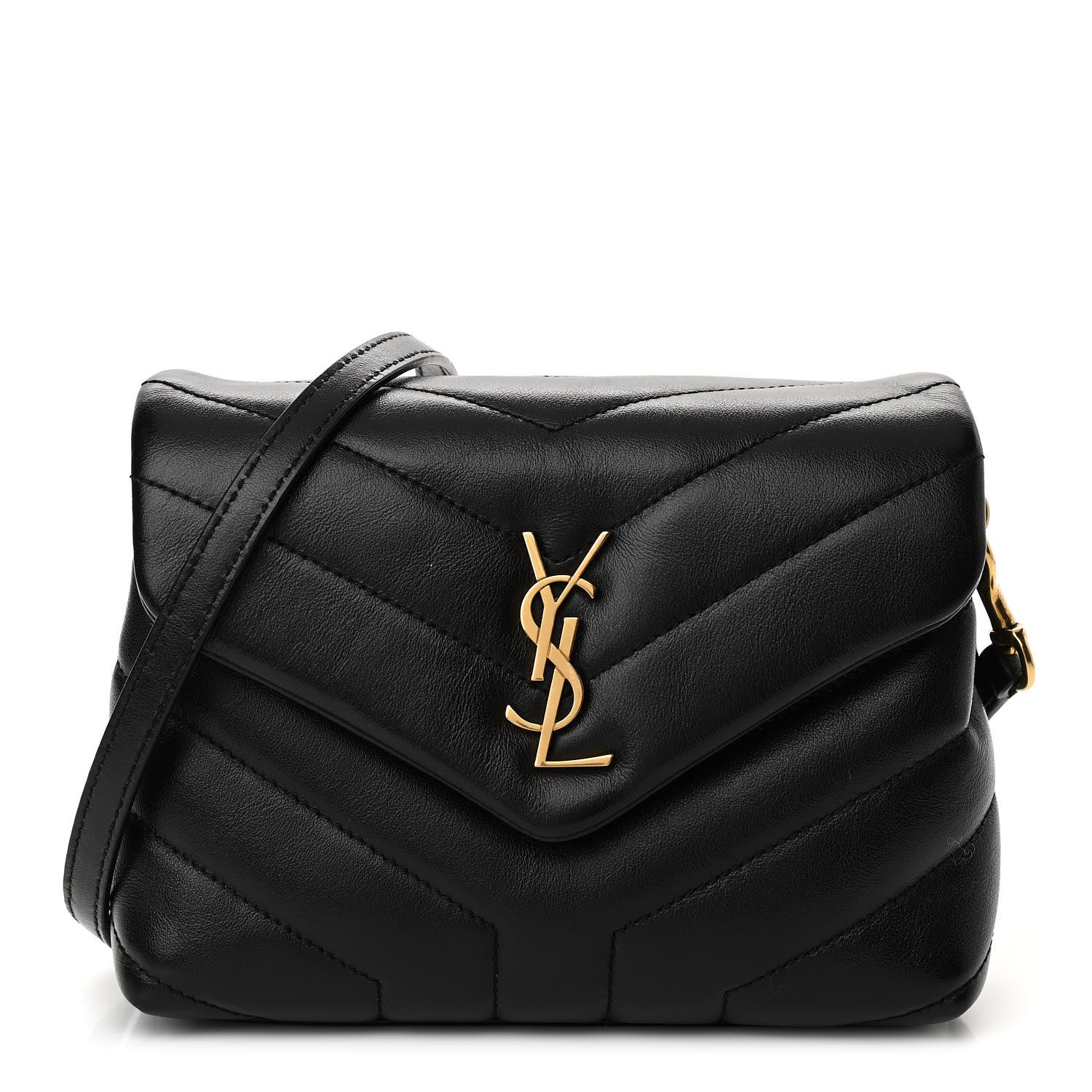 Saint Laurent Calfskin Y Quilted Monogram Toy Loulou Crossbody Bag Black 1 of 9
