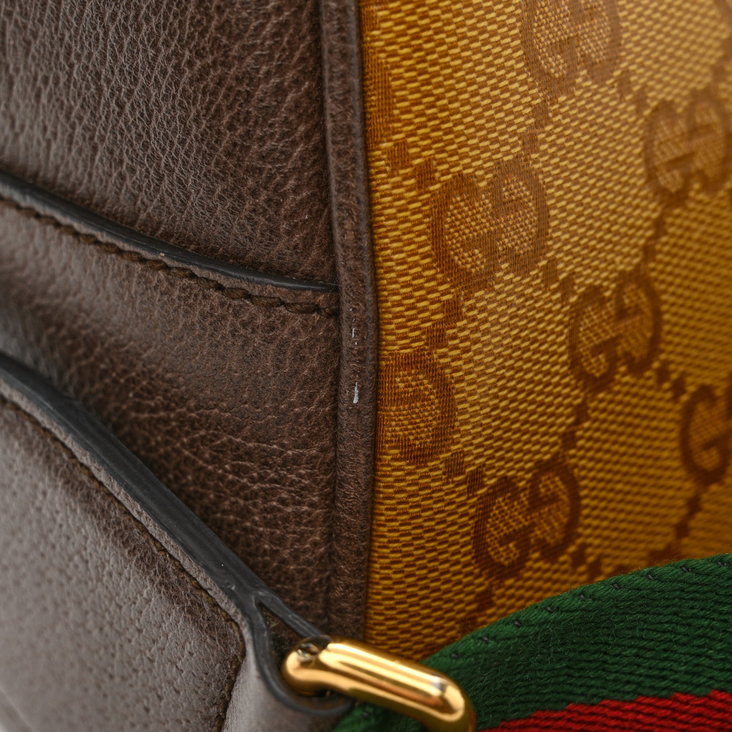 Gucci X ADIDAS Crystal Vintage Monogram Textured Dollar Calfskin Web Trefoil Logo Mini Bowling Bag Mid Natural Nut Off White New Acero 11 of 13