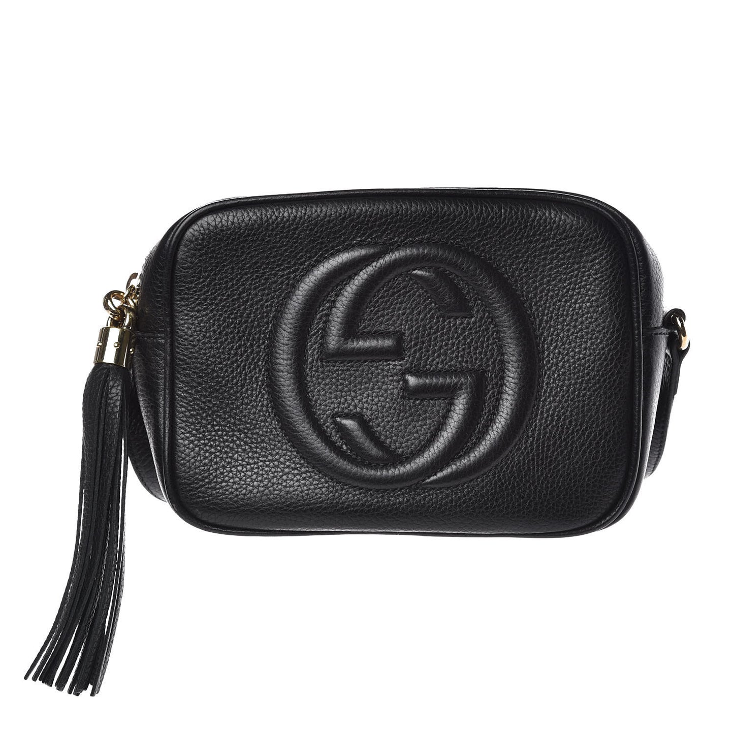 Pebbled Calfskin Small Soho Disco Bag Black