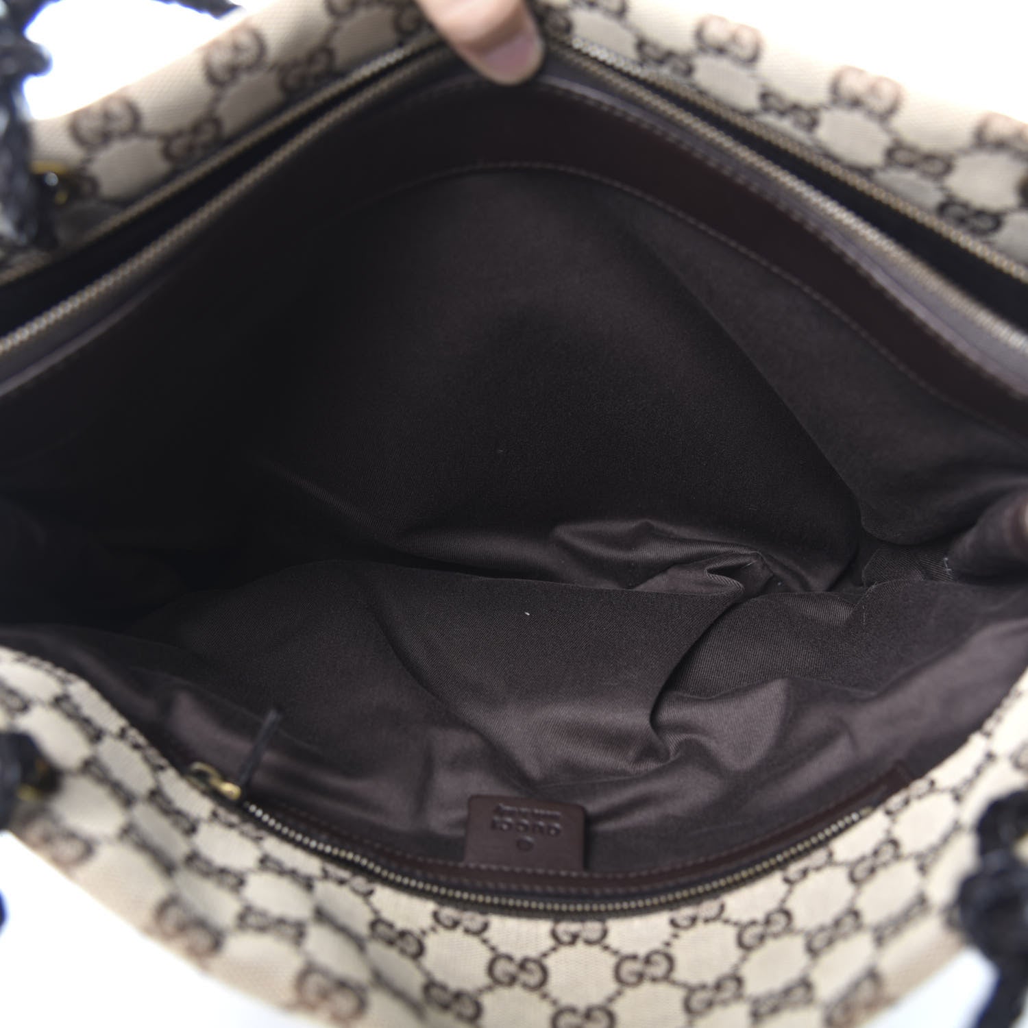 Gucci Monogram Woven Shoulder Bag Brown 7 of 12