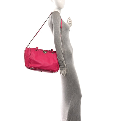 Valentino Garavani Vitello Monochrome Medium Rockstud Tote Pop Fuxia 2 of 10