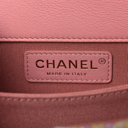 Chanel Calfskin Tweed Quilted North South Boy Flap Pink 6 of 11