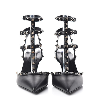Valentino Garavani Nappa Rockstud Ankle Strap Low Heel Pumps 38.5 Black 2 of 8