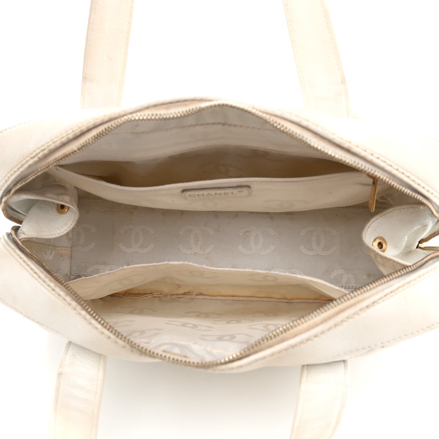 Calfskin Wild Stitch Top Handle Bag White