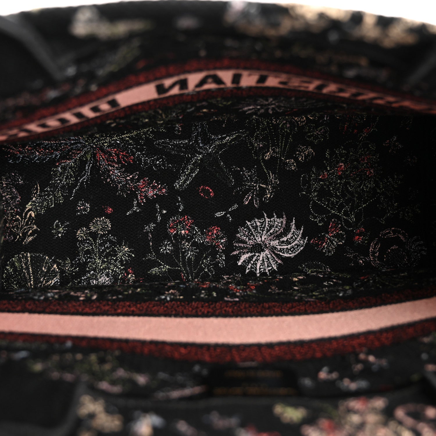 Christian Dior Canvas Embroidered Medium Cabinet De Curiosites Book Tote Black Multicolor 5 of 10