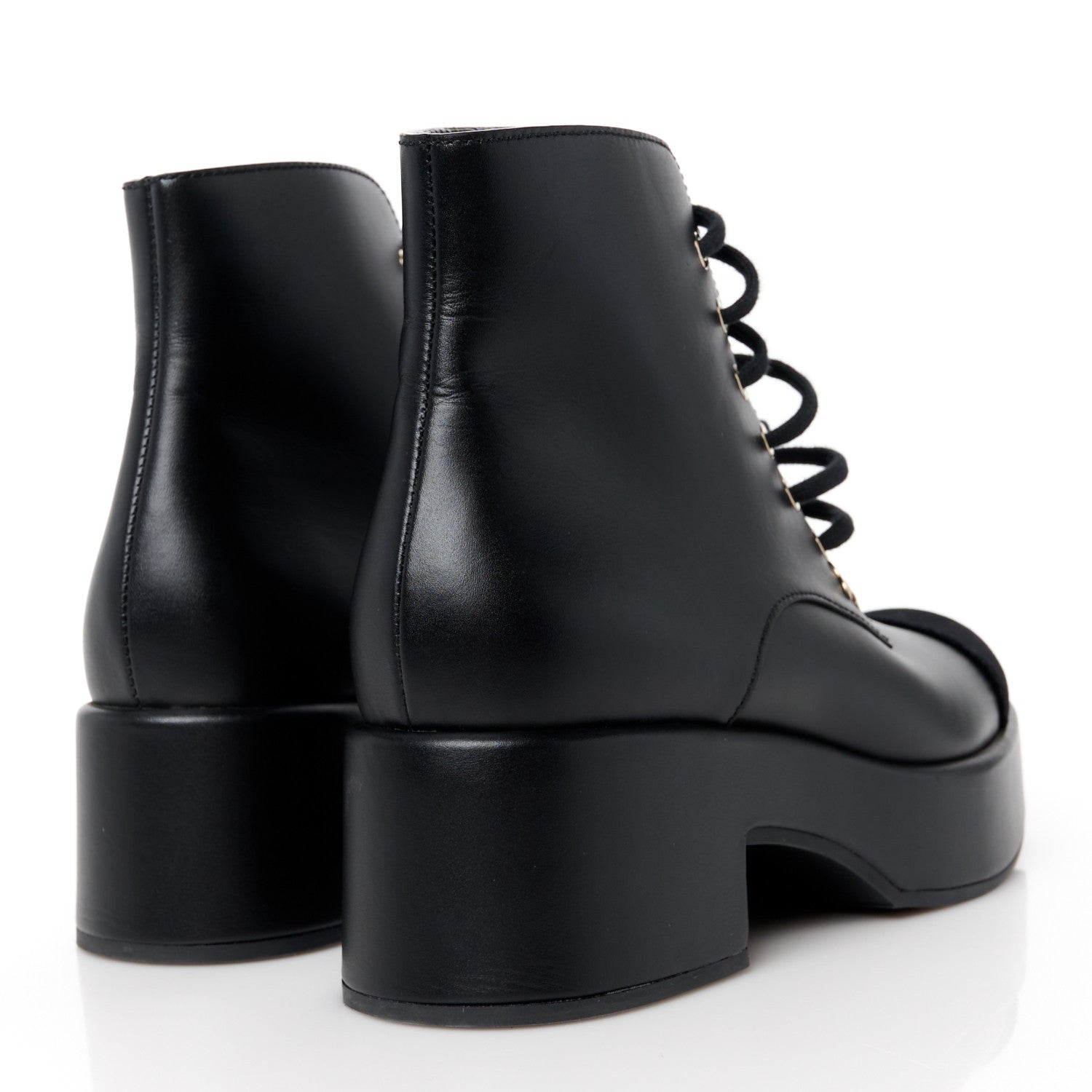 Chanel Calfskin Velvet CC Cap Toe Boots 39.5 Black 4 of 8