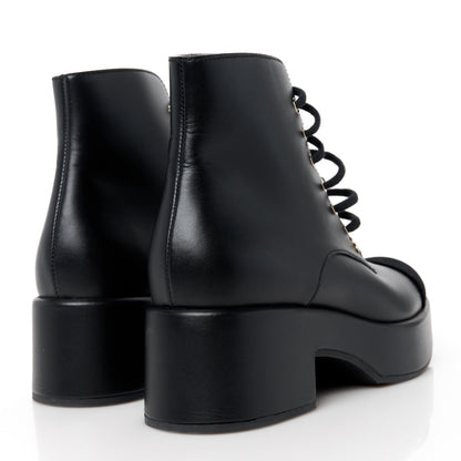 Chanel Calfskin Velvet CC Cap Toe Boots 39.5 Black 4 of 8