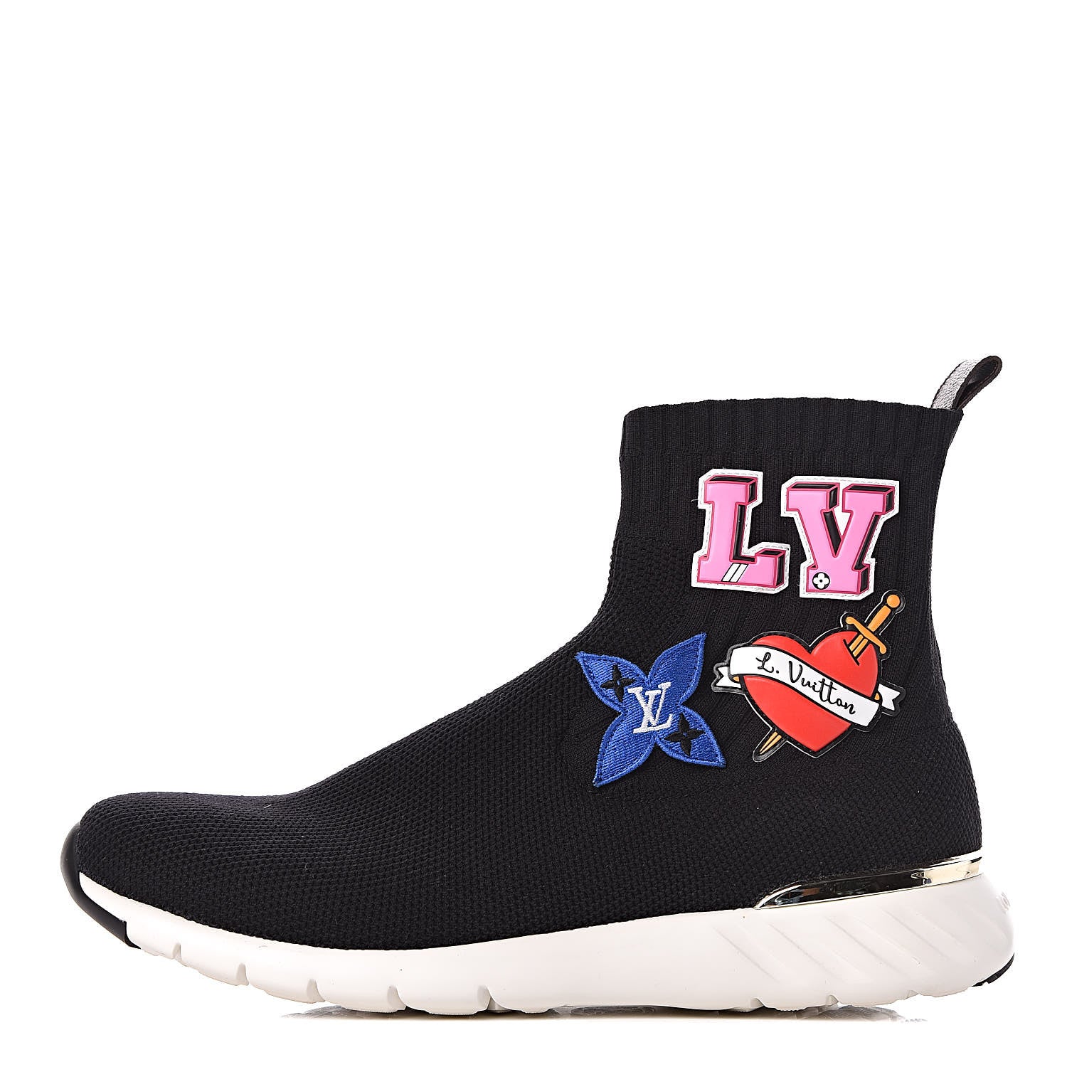 Louis Vuitton Stretch Fabric LV Black Heart Sock Sneaker 41 Black 1 of 10