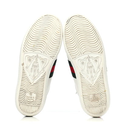 Gucci Calfskin Ayers Bee Embroidered Womens Ace Sneakers 35 White Green 4 of 4