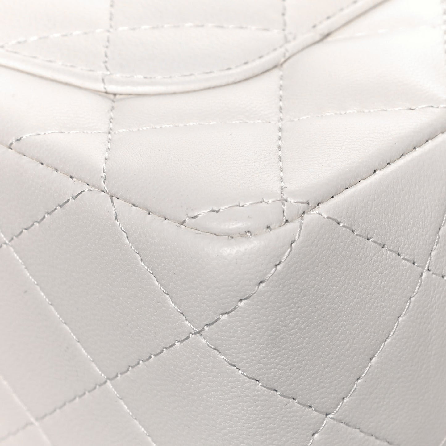 Lambskin Quilted Mini Rectangular Flap White