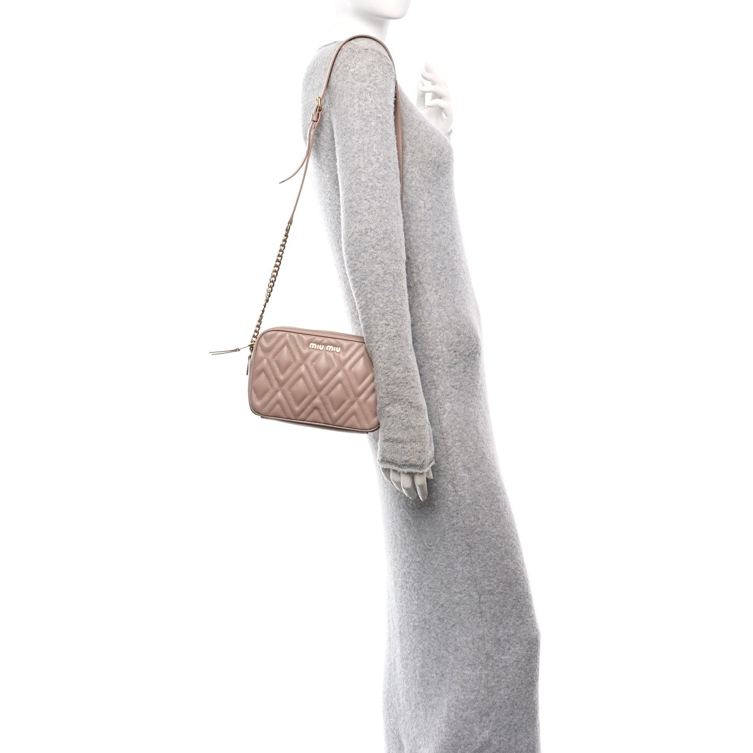 Miu Miu Soft Calf Quilted Camera Bag Cipria 2 of 10