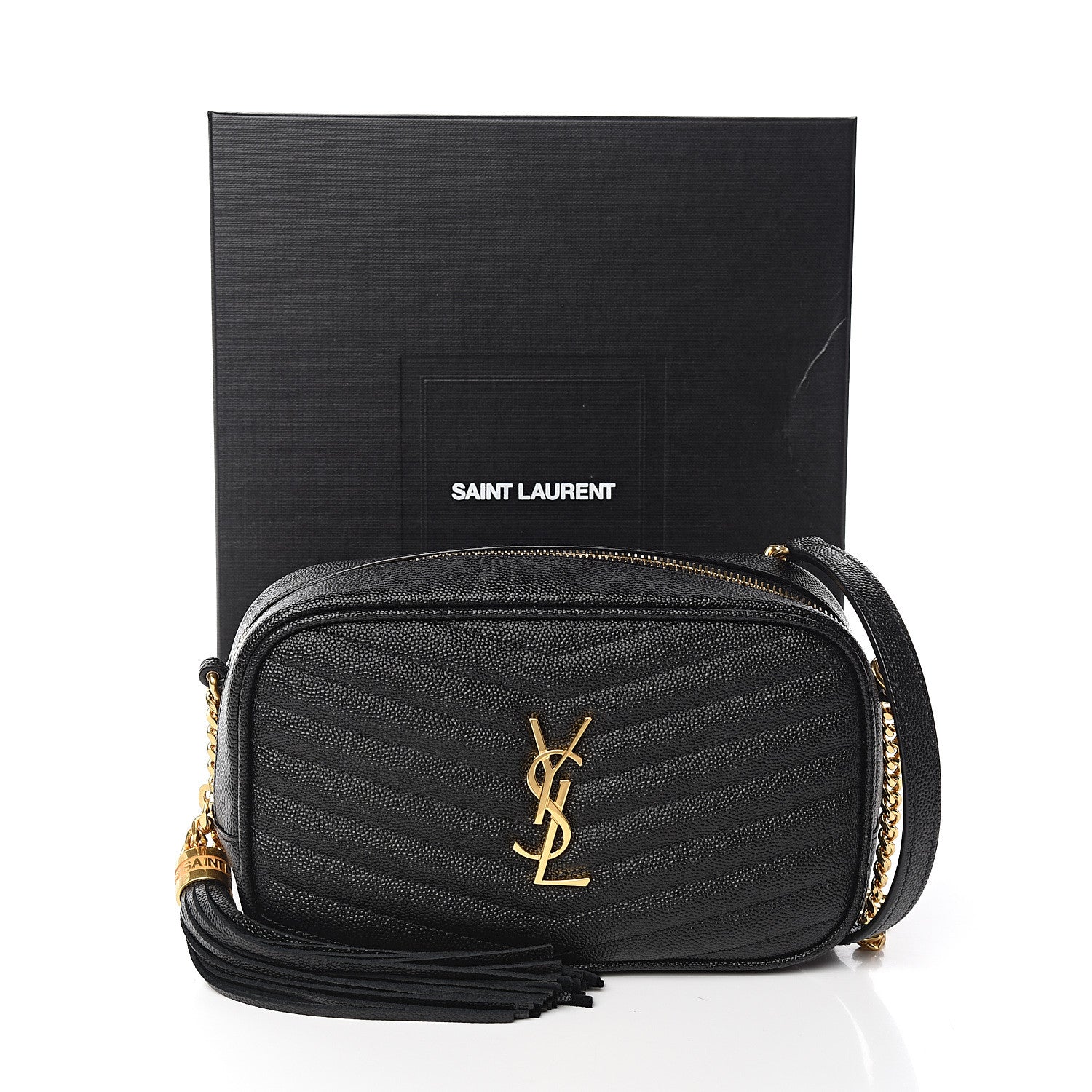 Saint Laurent Grain De Poudre Matelasse Monogram Mini Lou Camera Bag Black 9 of 9