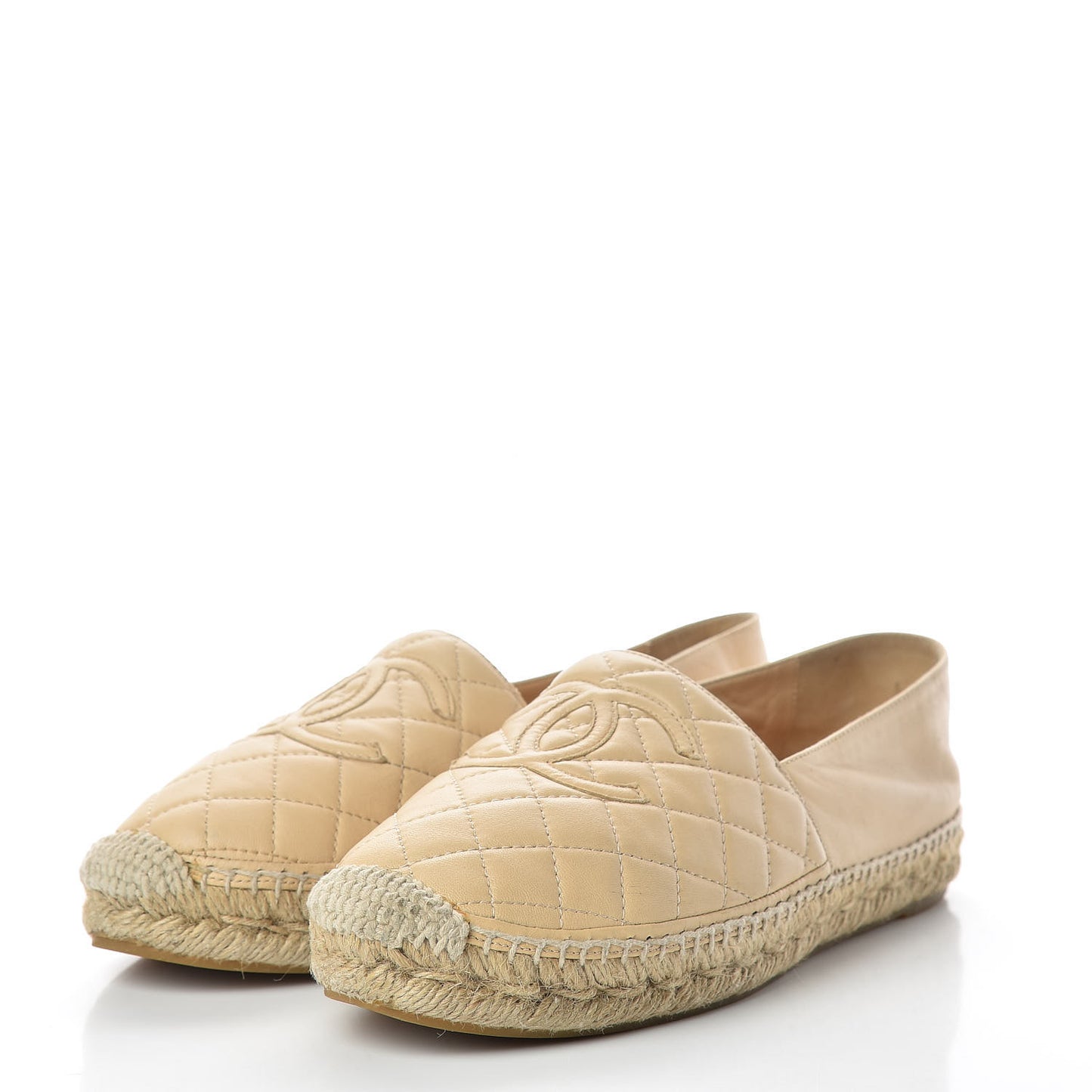 Lambskin Quilted CC Espadrilles 39 Beige