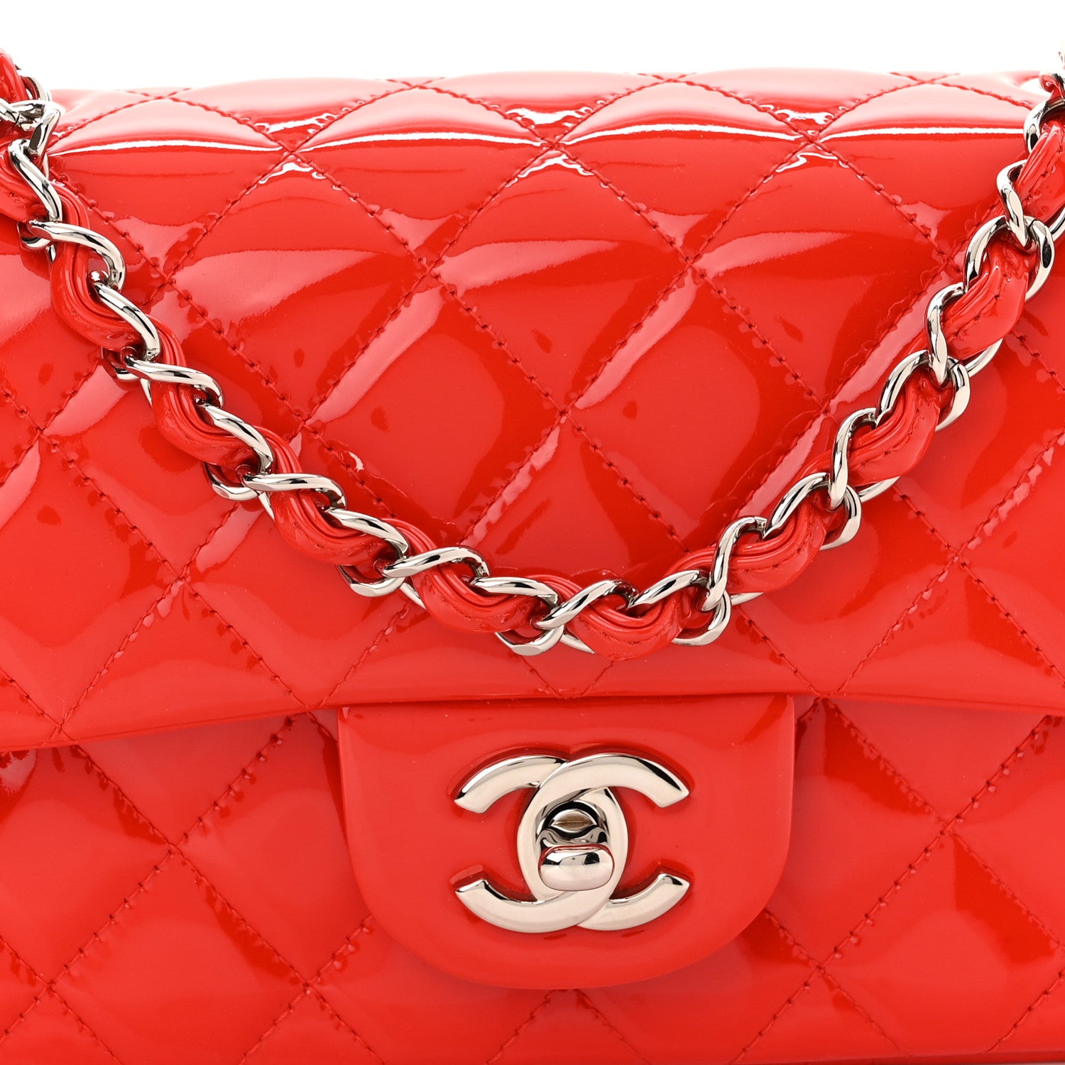 Chanel Patent Calfskin Quilted Mini Rectangular Flap Red 8 of 10