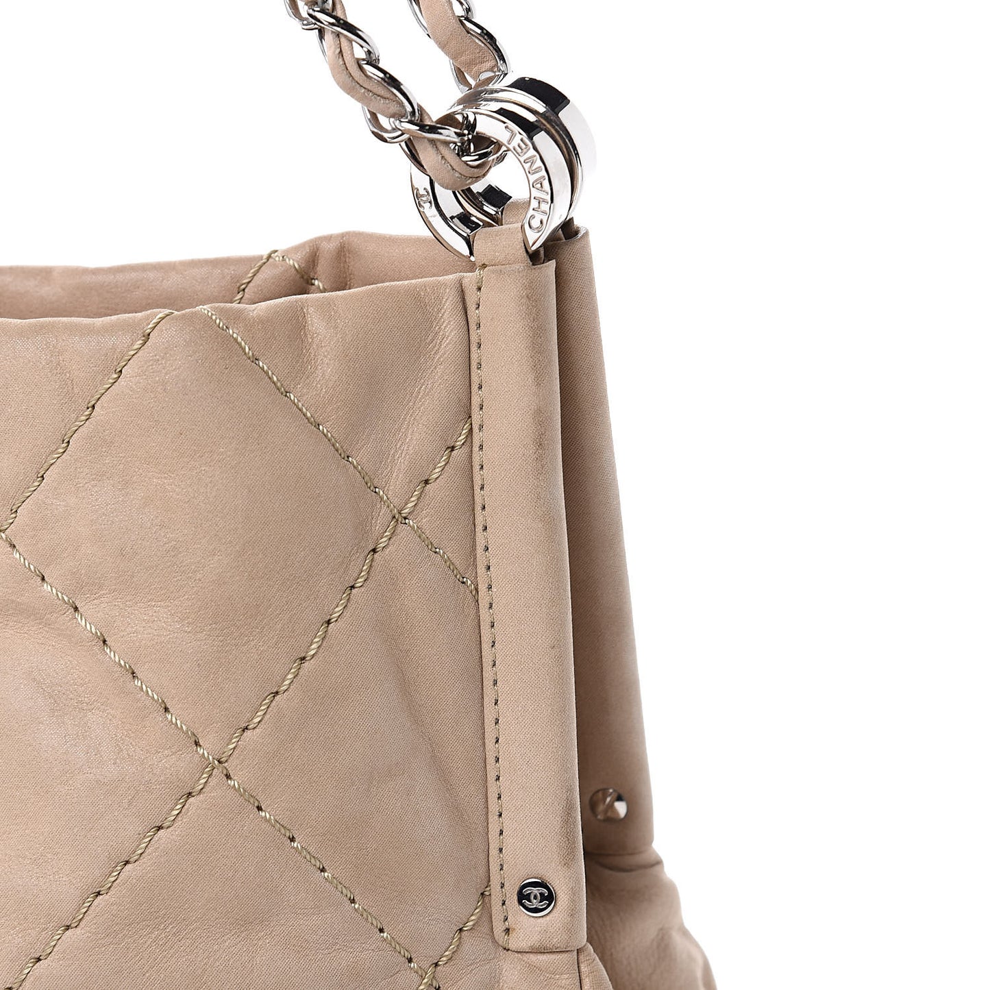 Iridescent Calfskin Small Sea Hit Tote Beige