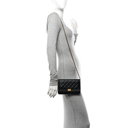Chanel Lambskin Quilted Boy Wallet On Chain WOC Black 2 of 13