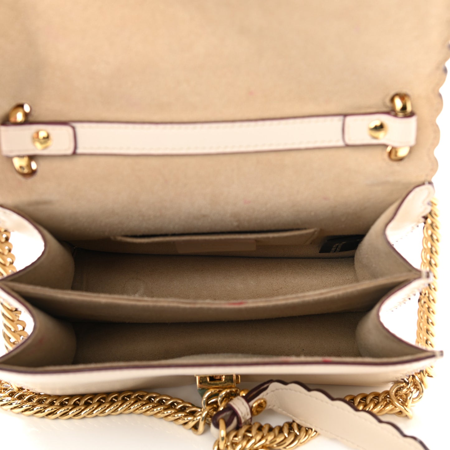 Vitello Liberty Scalloped Studded Small Kan I Shoulder Bag Camelia