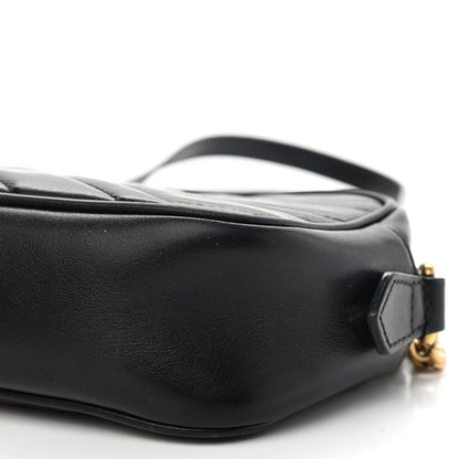 Gucci Calfskin Matelasse Mini GG Marmont Chain Shoulder Bag Black 9 of 13
