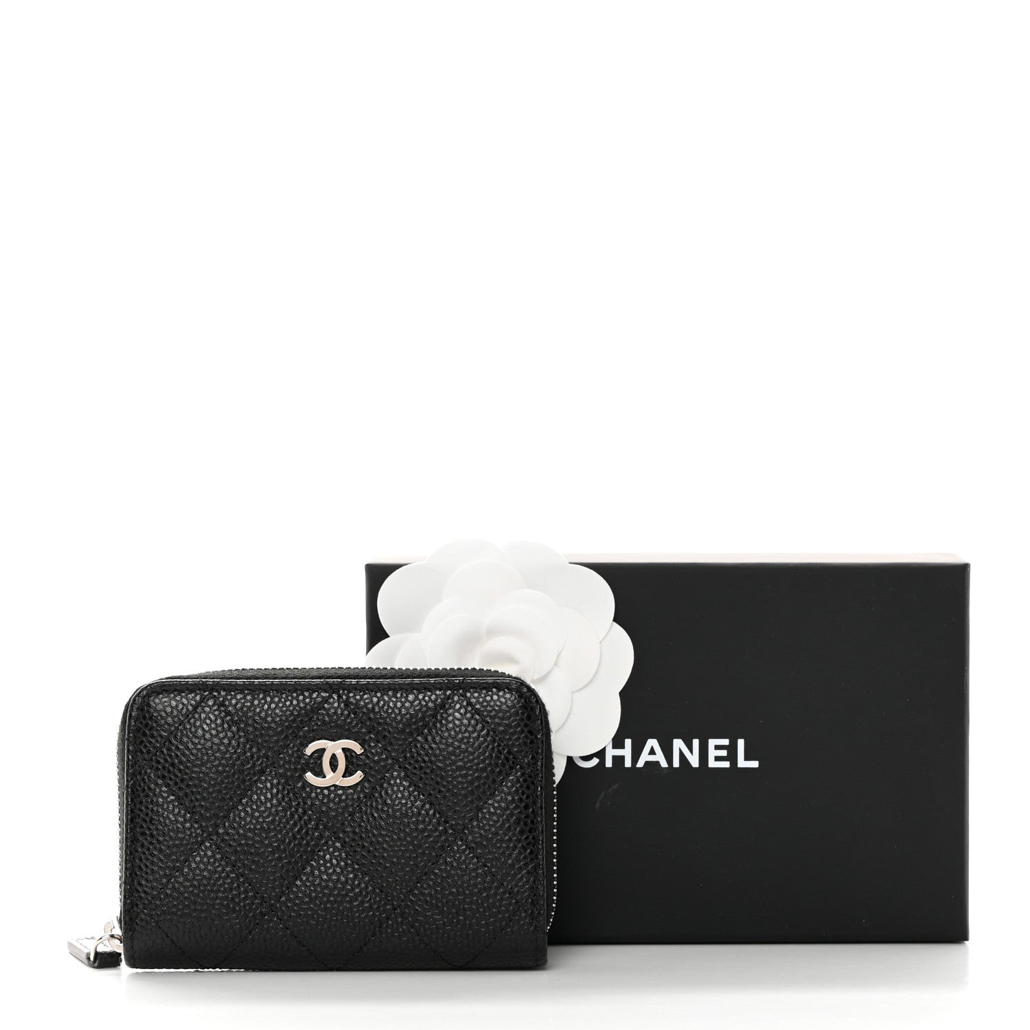 Chanel Caviar Quilted Zip Coin Purse Black 10 of 10