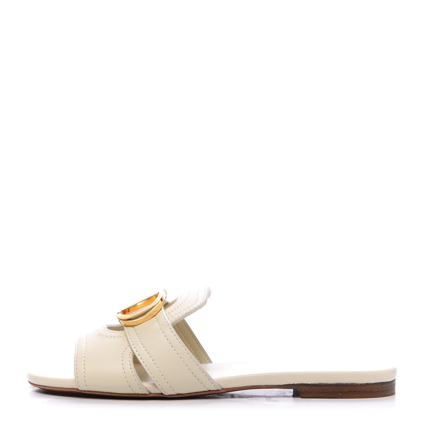 Calfskin 30 Montaigne Flat Slide Sandals 34 White