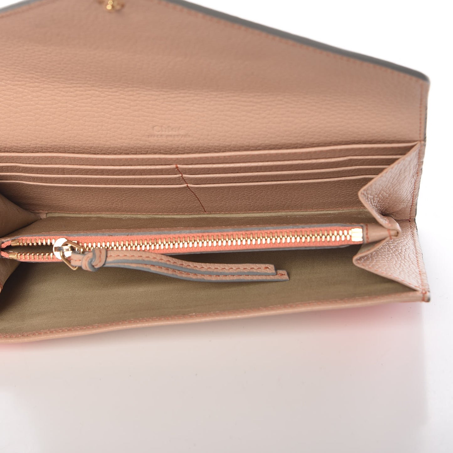 Calfskin Flap Long Wallet Orange Fizz